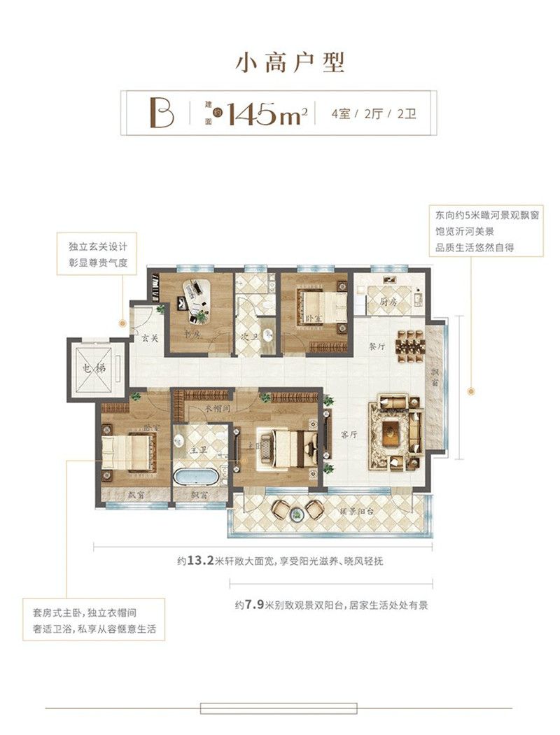 萬(wàn)城春暖花開145㎡小高戶型圖