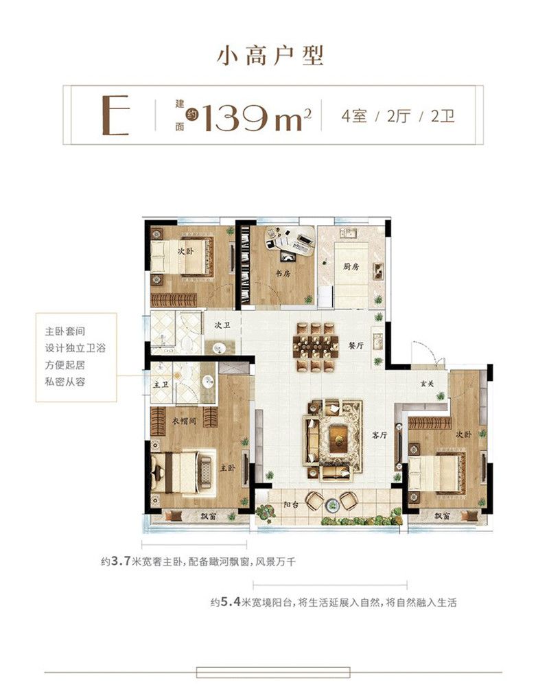 萬(wàn)城春暖花開139㎡小高戶型圖