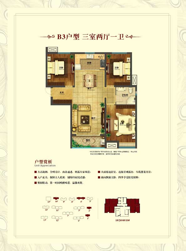 城開東岸B3戶型 三室兩廳一衛(wèi)