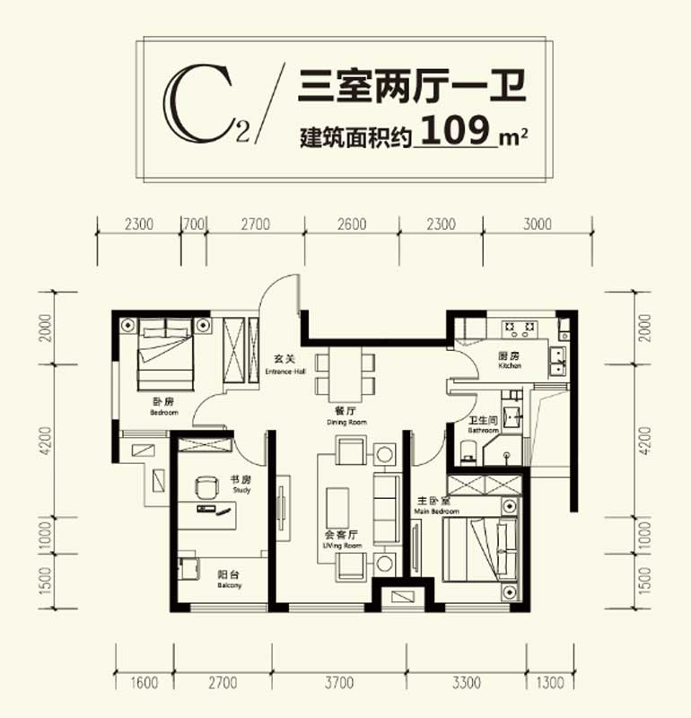 鳳凰水城·君湖高層C2戶型三室兩廳一衛(wèi) 109㎡ 待定 入會中