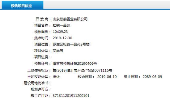 12月下旬臨沂共16項目獲預售證 共批準34棟樓