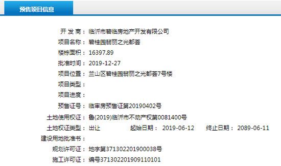 12月下旬臨沂共16項目獲預售證 共批準34棟樓