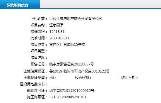 2月上旬臨沂共20項目獲預售證，共批準39棟樓