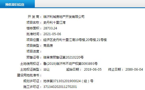 5月上旬臨沂共11項目獲預售證，共批準43棟樓