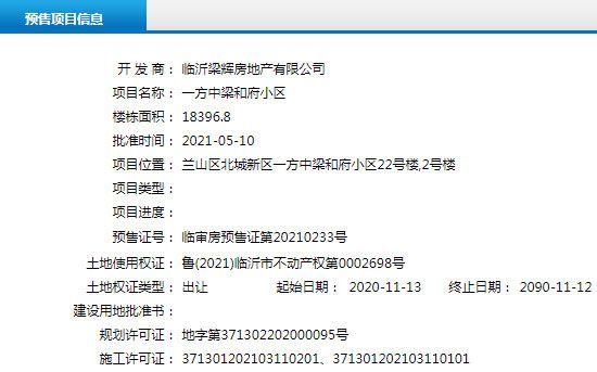 5月上旬臨沂共11項目獲預售證，共批準43棟樓