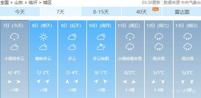 有雨夾雪！臨沂本周天氣預(yù)報來了！